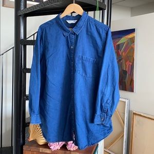 Old Navy Dark Blue Chambray Button-Down Shirt